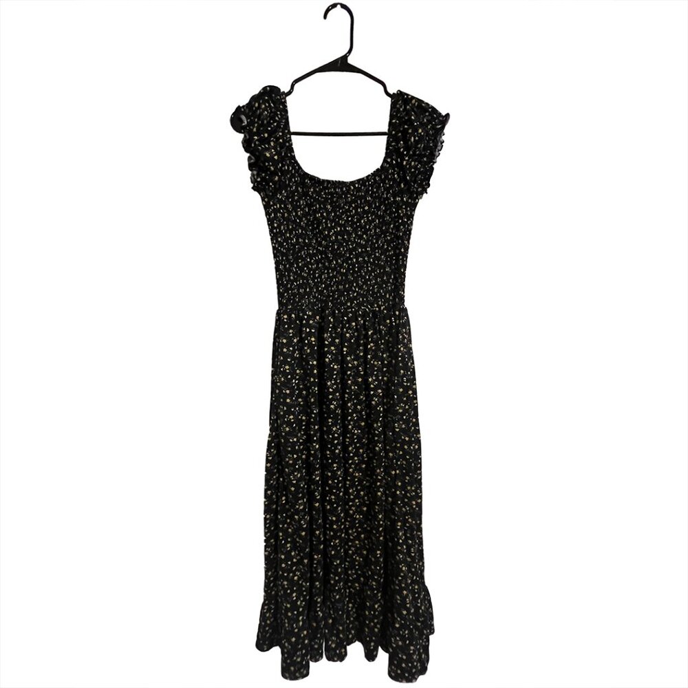 UO Tessie Smocked Puff Sleeve Floral Midi Dress